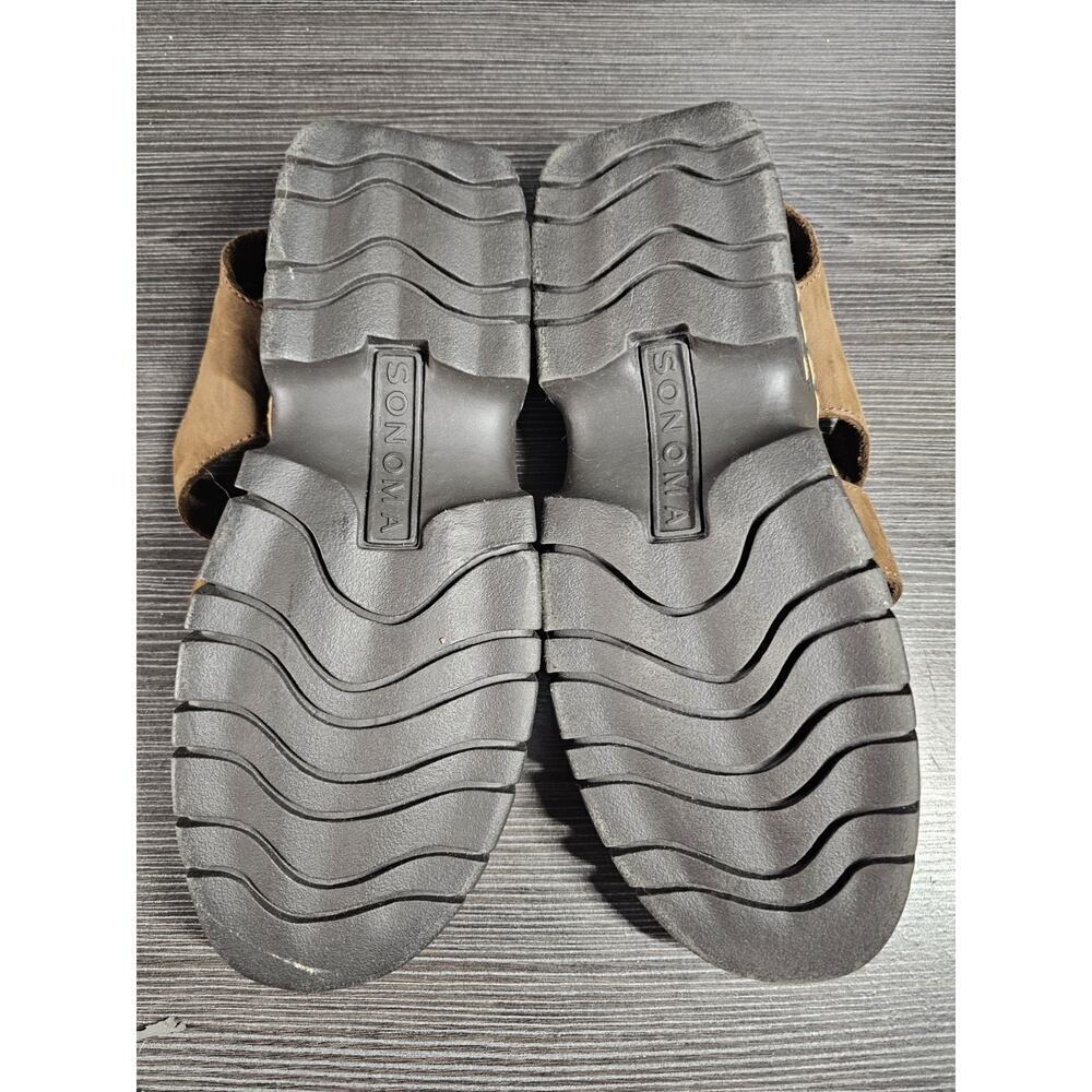 VTG 00s Y2K Sonoma Leather Ely Fisherman Sandals US 9M Brown Platform Chunky - Picture 6 of 7